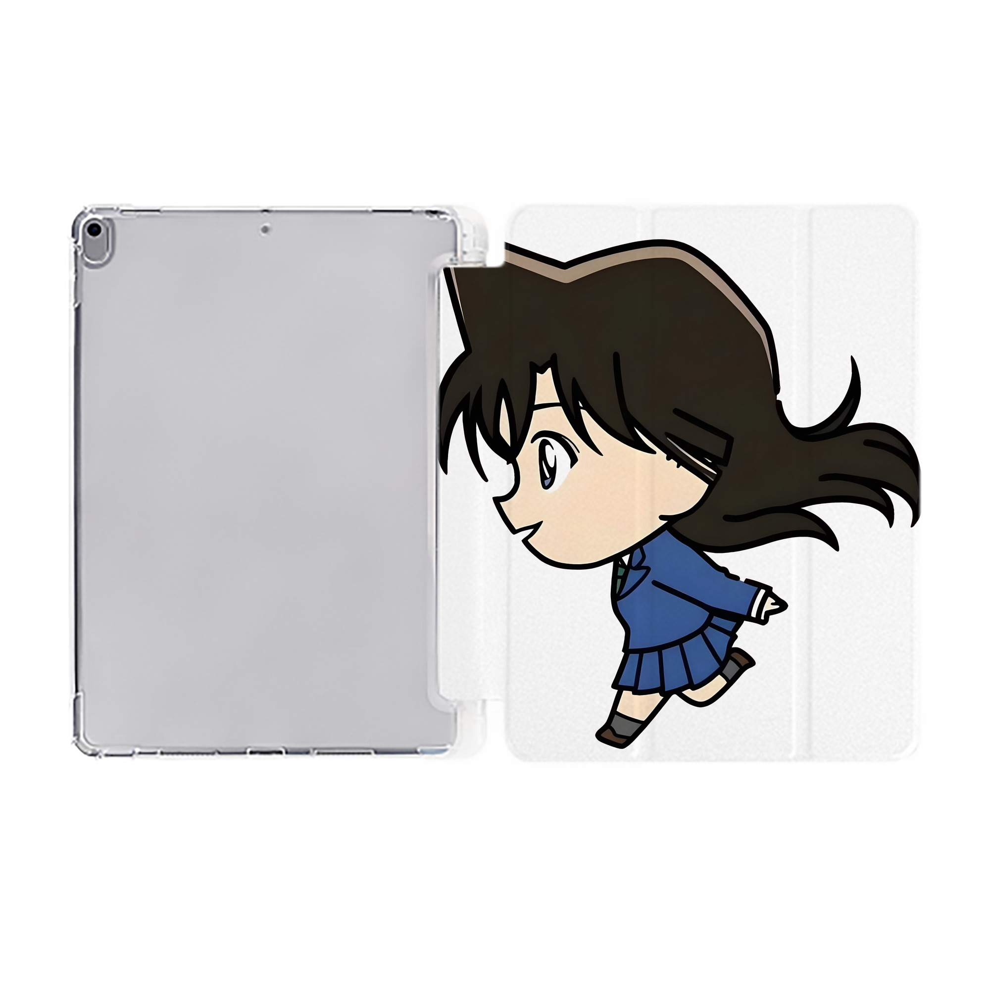 （画像用） 名探偵コナン 毛利 蘭 もうり らん、モーリ ラン Detective Conan Rachel Moore IPad ケース ペン収納付き 三つ折りスタンド PUレザー×シリコン 対応機種9.5/10.5/10.9インチ